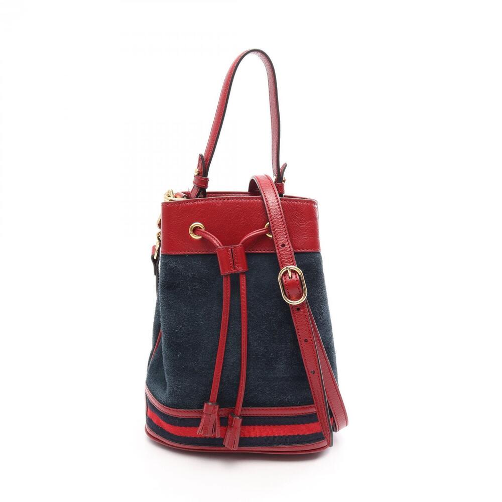 Gucci Ophidia Bucket Suede Leather Navy Blue Red